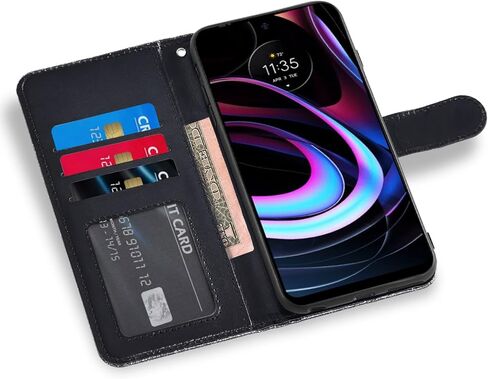 Asuwish Phone Case for Motorola Moto Edge 2021/MotoEdge 5G UW with Tempered Glass Screen Protector and Glitter Wallet Cover Flip Card Holder Slot Stand Cell Accessories MotoEdge5GUW Women Men Pink in Saudi Arabia