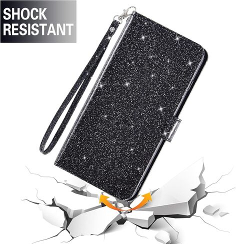 Asuwish Phone Case for Motorola Moto Edge 2021/MotoEdge 5G UW with Tempered Glass Screen Protector and Glitter Wallet Cover Flip Card Holder Slot Stand Cell Accessories MotoEdge5GUW Women Men Pink in Saudi Arabia