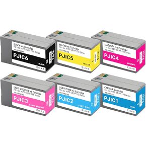 PP50 PP100 Ink Cartridges Set PJIC1 PJIC2 PJIC3 PJIC4 PJIC5 PJIC6 for DiscProducer PP-50 PP-100 Printers 6-Pack (Black, Cyan, Magenta, Yellow, Light Cyan, Light Magenta)