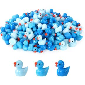 120 Pcs Blue Theme Mini Resin Ducks, Cute Tiny Ducks Decoration Miniature Ducks Figurines Small Duck Ornament Toys for Dollhouse Landscape Ornament Gift Exchange