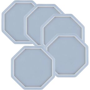 5Pcs Octagon Shape Epoxy Mold DIY Resin Casting Octagon Base Coaster Silicone Mold, Size 3.5 inch