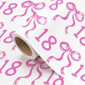 Wrapaholic 16th عيد ميلاد الورق لفة الورق - لفة صغيرة - 17 بوصة × 16.5 قدم - ورقة تغليف القوس الوردي لعيد ميلاد الفتيات ، استحمام الطفل ، حفلة