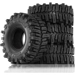 REDSPIDER•Rubber 2.2'' Crawler Tires(4pcs) Mud Terrain 2.2 Tires Super Grip Soft Tyre OD 130 * 55mm Compatible with Axial SCX10 90047 D90 TF2 Tamiya CC01 Traxxas TRX4
