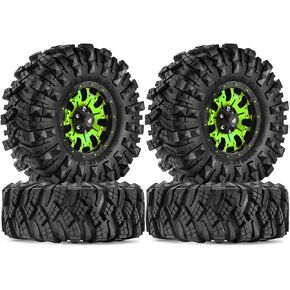 1.9 إطارات زاحف RC وعجلات Beadlock Rims OD 110mm 1/10 إطارات الطين المطاط الناعم من أجل 1:10 RC Rock Carler Car Traxxas Trx4 SCX10 II RC4WD D90 TF2 Tamiya CC01 Gen8 4PCS