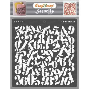 CRAFTREAT NUMBER NUMBERTESTS للطلاء على الخشب والقطن والورق والنسيج والبلاط - الإستنسل الرقمي - 6 × 6 بوصات - استنسل فنية وحرف DIY لأرقام الطلاء - استنسل قالب الأرقام