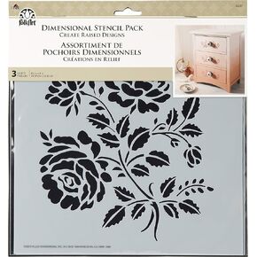 Folkart 36027 حزمة الاستنسل Dimensional ، Floral ، 3 PC ، 8.5 "× 8"