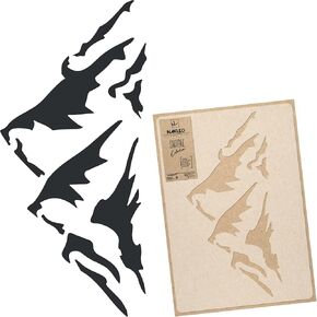 Nakleo كبير اللوحة الحائط stencil 16،9 × 25،2 ، والجبال قمم نمط السفر ، والقالب البلاستيكي القابل لإعادة الاستخدام ، والفن الديكور والمنزل الحرفي ، وأثاث خشبي الأرضيات