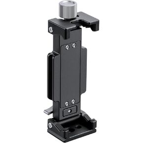 LEOFOTO PC-120 Phone and Tablet Holder, Adjustable Clamp for Cell Phone and iPad, 1/4" and 3/8" Screw Hole, Cold Shoe Adapter, Arca-Swiss Rail on Side and Botton (Black)