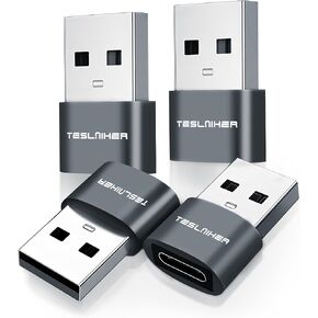 Teslniher USB C to USB Adapter 2 Pack, Type C Male to USB 3.0 Female Adapter Compatible with MacBook Pro 2019 2018 MacBook Air 2022 2020 2019 2018, Black & Gold
