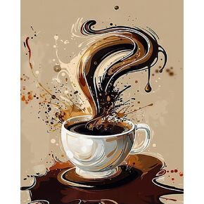 SVINOILER Coffee with Milk Paint by Numbers Kit Paint by Numbers DIY Acrylic Drawing Paintworks Artwork Adults Beginners 16x20inch