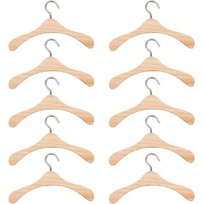 10pcs دمى الخشبية ملابس شماعات الملابس شماعات صغيرة دمية ملحقات خزانة دمية خزانة دمية (10 سم)