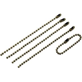 200pcs Connector Clasp Ball Chains Keychain Tag 2.4mm Bead 120mm/4.7" Long (Antique Bronze)