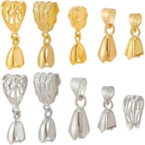 Sunnyclue 1 Box 40pcs panch bails filigree panch bail golden silver brass connector ice ice pick panch plating plating clating clasp clasp bails for Jewelry Clasps diy necklace craft supplies