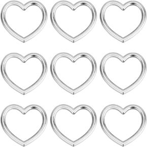 Beebeecraft 1 Box 14Pcs Heart Shaped Buckle Silver Heart Key Chain Hook Clasps Hollow Love Ring Buckles Hardware Accessories for Purse Making