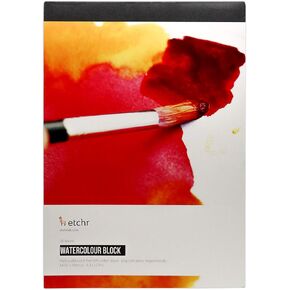 كتلة الورق المائية في Etchr - A4 Cotton Cotton Block Block Cold Press 300G (140 LB) - كتلة ورق مائية للقطن المائي - كتلة ورق مائية مقاومة الاعوجاج