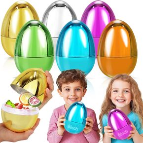Turnmeon 6 Pack 6 "Jumbo Metallic Gold Easter Eggs Plastic Eggs Elign Elder Easter Hunt ، حشو سلة عيد الفصح العملاق العملاق ، لحفل عيد الفصح ، لوازم جائزة الفصول الدراسية للأطفال