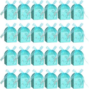 24pcs صناديق دش الفيل ، صندوق قطع ليزر لطيف مع شريط ، جوفاء خارج صناديق حلوى نمط الفيل لإمدادات زخرفة حفلة عيد الميلاد (الوردي)