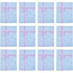 CHERISWELRY 12PCS صندوق هدايا أسود مع غطاء هدايا عيد الميلاد صندوق تخزين مملوء بالقطن 3.54 "x2.76" سوار قلادة مربع لحفل زفاف الحفل