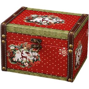 GAFBV Wooden Christmas Decor Decor Gift Box Box Storage Storage Ponting مع 23 PCS CANTER CENTERS - MINI TREE DECREATIONS شموع شموع الحلي لحفلات التغليف الحالية منظم