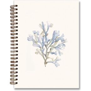Coastal Beach Ocean Spiral Notebook, Blue Coral Journal Ocean Themed Gifts for Women, Beach Gifts for Lovers Women, College Ruled Hardcover Spiral Notebook 5.5x8.3