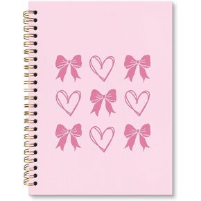 Pink Coquette Bow Bow Notebook Journal ، Preppy Love Girly Reshetic Notebook لأخذ الملاحظات ، هدايا preppy للنساء ، اللوازم المكتبية الوردية ، SPORAL JOURNAL 5.5x8.3 بوصة