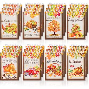 Whaline 24Pcs Fall Mini Notepads Rustic Farmhouse Spiral Pocket Books Pumpkin Turkey Maple Leaves Memo Pad Notebooks for Thanksgiving Autumn Harvest Party School Classroom Supplies, 2.4 x 3.5 Inch