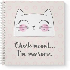 Softcover تحقق من Meowt 8.5 "× 8.5" دفتر/مجلة Cat Spiral ، 120 صفحة واسعة المسكنة ، غطاء لامع متين ، دوامة سلكية بيضاء. صنع في الولايات المتحدة