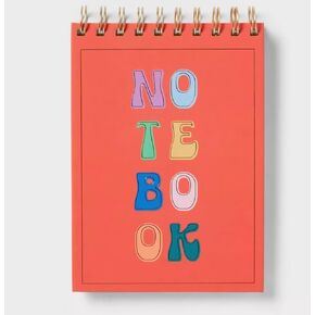 Colorful 'Notebook' Spiral Journal with Gold Wire Binding, Coral Orange Cover