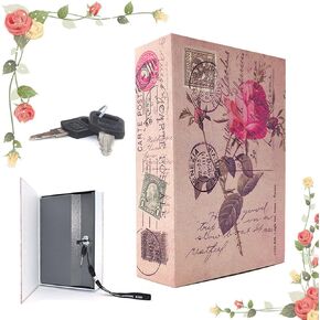 EIOUMAX 9.5 x 6.3 x 2.3 inches & 1.4 pounds Book Safe with Key Lock, hidden safe,Metal Butterfly