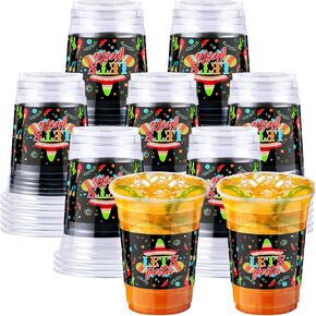Gerrii 100 PCS 16 OZ Let's Fiesta Plastic Cups Bulk Mexican Cups Cinco de Mayo and Party Supplies Drink Fiesta Party Supply for Taco Supplies