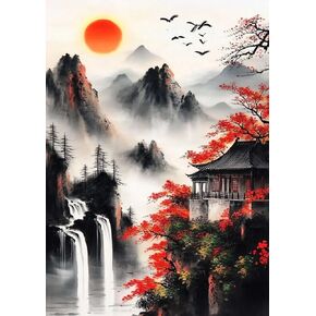 DPOZKU Diamond Painting Kits for Adults Ink Landscape Diamonds Art Paint with Diamonds, 5d Crystal Painting Cross Stitch DIY Round Full Drill Gem Art Crafts Gift Room Wall Decor 12x16 in