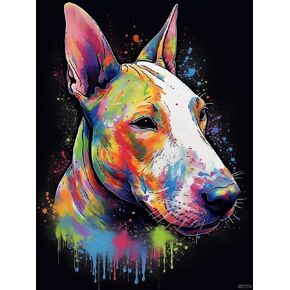 Brtita Diamond Art Painting Kits للبالغين ، Bull Terrier Watercolor Animal 5D الماس الماس للمبتدئين DIY DIAMOND DOTS CRYSTAL CRAFT DICK DICED 12X16IN / 30X40CM