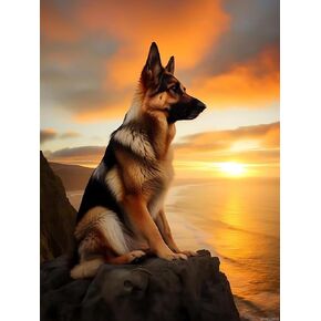 UPABLUNSO German Shepherd Dog Diamond Painting Kits German Shepherd Dog with Large Ears for Adults Beginner, Diamond Art Paint by 5D Full Round Drill Gem DIY Craft for Home Wall Decor Gift 12x16 inch