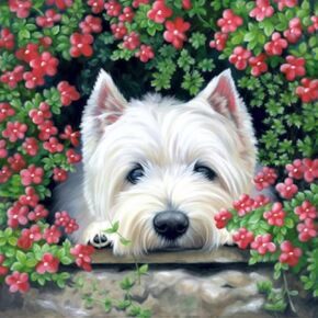 Kaliosy 5D Diamond Art Painting Dog by Number Kits ، Paint with Diamonds Art Animals Diy Full Prading ، Crystal Craft Cross Stitch Decoration 35x35cm؟ 14x14inch؟