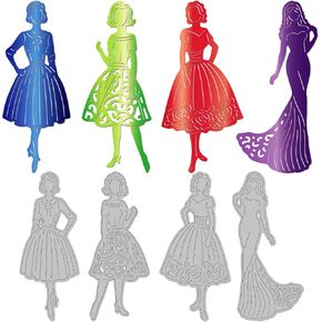 Globleland Dress Lady Metal Die Cuts Dress Lady Vies Metalic Stencils Lady Metal Cutting Dies for Card Making Tool Stency Stencil Scrapbooking DIY Craft Paper Card Decor