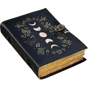 Blank Spell Book of Shadows Journal Moon Phase Phase Witchcraft Supplies Wiccan Notebook Vintage Deckle Paper Grimoire Journal Sketchbook ، Drawing Journal (Moon Phase)