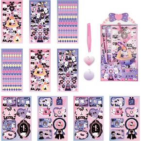 15Pcs Korean Deco Stickers Kit Kpop Potocard Korean Stickers with Cute Rabbit Bear Cat Flower Ribbon Animal (Modern)