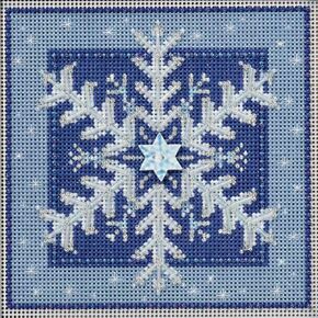 Mill Hill Crystal Snowflake Snowded Cross Cross Stitch Kit Butons & Beads 2016 Winter Series MH141635