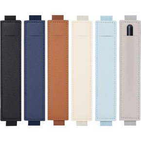 6 Pcs Adjustable Elastic Band Pen Holder, PU Leather Pen Sleeve Pouch, Detachable Journal Pencil Pen Holder for Notebook Planners Bible Binders and Books (6 Color)