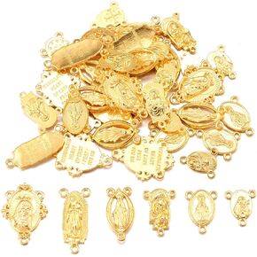 40pcs مسبحة الأجزاء المركزية Virgen de Guadalupe سحر سبيكة دينية يسوع ماريا ماريا سيدة ربط الموصل سحر قلادة لتصنيع المجوهرات DIY