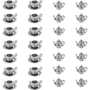 Framendino و Tea Cup و Teapot Charms قلادة Mini Coffee Mug Charm لمجوهرات DIY صنع الأساور