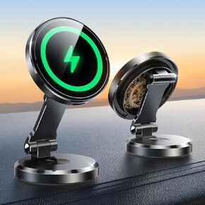 JOYROOM for MagSafe Car Mount Charger,15W Fast MagSafe Car Charger with Upgraded Rotating Charging Panel, Magnetic Phone Charger Holder Dashboard for iPhone & Magsafe case, Silver