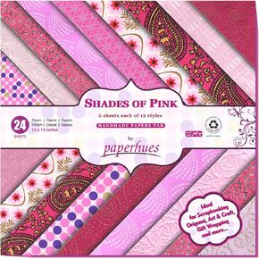 Paperhues Shades of Pink Handmade Scrapbook Paper (12-x-12-inch)