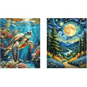Ldazao 2 Pack Pack Painting بأرقام للبالغين رقم طلاء الطلاء بالزيت بواسطة أرقام أرقام للبالغين مجموعات الطلاء DIY للمبتدئين للبالغين