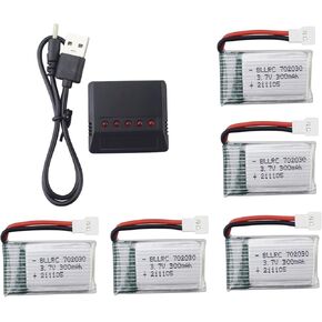 5pcs 3.7v 300mah بطارية الليثيوم مع شاحن 5-in-1 لـ Syma X11 X11C Wltoys V911S A120 XK A150 V966 FX801 UDI U816A HUBSAN H107L F180W F180C HS170 HS170C HS177