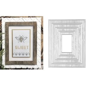 Rectangle Wood Grain Metal Die Cuts,Rectangular Nesting Frame Wedding Cutting Dies Cut Stencils for DIY Photo Decorative Embossing Paper Dies for Scrapbooking Card Making