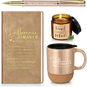 VESICI 4 PCS موظف هدايا شكرا لكم هدايا للنساء مع القدح صانع الاختلاف ، شمعة معطرة ، قلم التحفيز التحفيزي والكمبيوتر المحمول للمتطوعين ممرضات المعلم زميل في العمل (الأزرق الداكن) in Kuwait