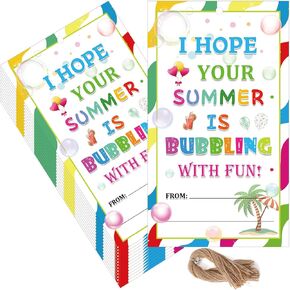 I Hope Your Summer is Poppingwith Fun Name Tags Stickers 2 x 3.5 Inch - Hope Your Summer is Bubbling with Fun Hello Summer Tags End of School Year Cads for Envelope Party Favors 50 Pack (Popping)