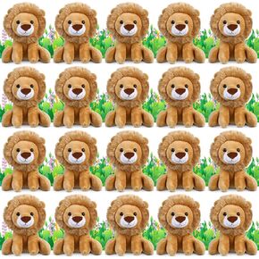 20 Pieces Lion Plush Set 6 Inches Cuddly Lion Stuffed Animal Small Stuffed Animals Bulk for Boys Girls Birthday Favors Gifts Forest Decor Birthday Classroom Prizes