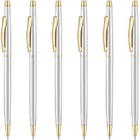 Unibene 6 Pack Silver & Gold Point Pens Point Black Ink Point (1mm) ، هدايا قابلة للتراجع القابلة للتراجع القابلة للسحب
